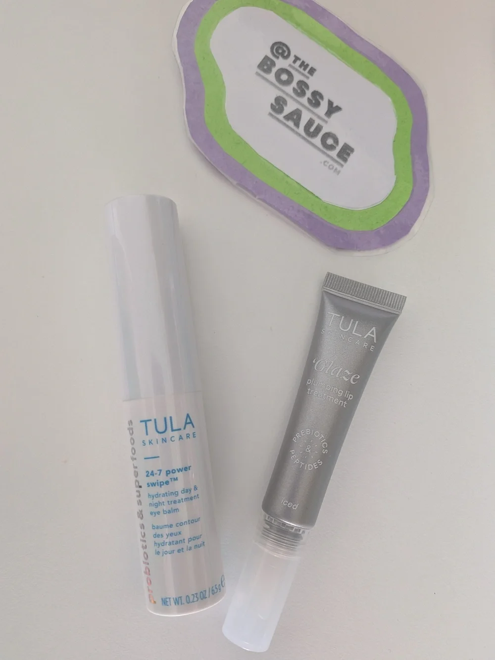 TULA 24-7 Power Swipe Cooling Eye Balm & Iced Glaze Lip Balm Duo NWT